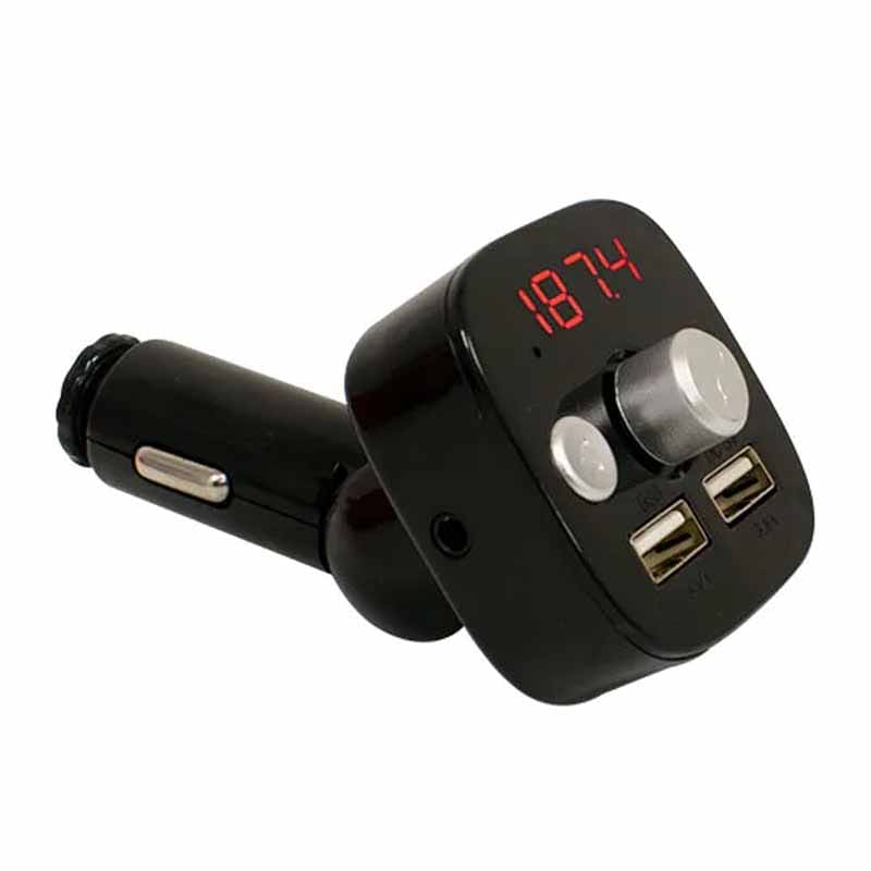 FM transmiter KCB-907 iz profila — 3,5 mm AUX ulaz, dva USB izlaza i pokretni zglob