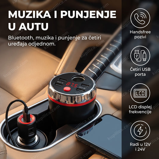 fm transmiter za auto u upaljaču sa crvenim LCD displejom, benefiti proizvoda