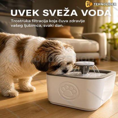 Fontana za pse i mačke 2,5l sa trostrukim filterom na podu