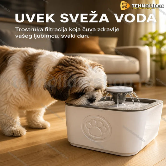 Fontana za pse i mačke 2,5l sa trostrukim filterom na podu
