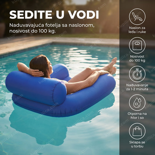 fotelja za vodu na naduvavanje sa naslonom u bazenu, benefiti proizvoda