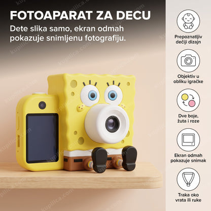 Igračka fotoaparat za decu u obliku šarene figure, ekran ugašen