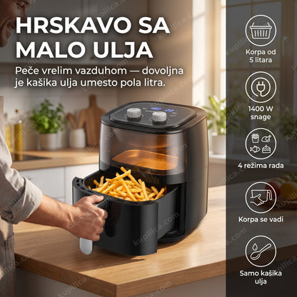 Sokany SK-ZG-8028 friteza na vruć vazduh 5 l — vađenje hrskavog pomfrita iz korpe, 1400 W