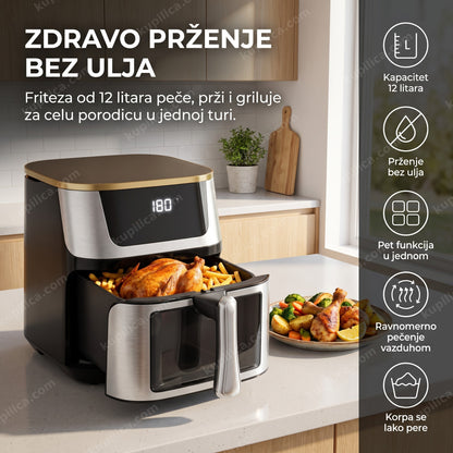 friteza na vrući vazduh 12 litara sa pečenom piletinom i pomfritom, benefiti proizvoda