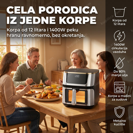 friteza na vrući vazduh 12l sprema porodični ručak sa krilcima, benefiti proizvoda