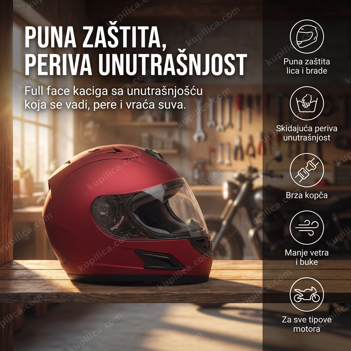 full face kaciga za motor sa skidajućom i perivom unutrašnjošću