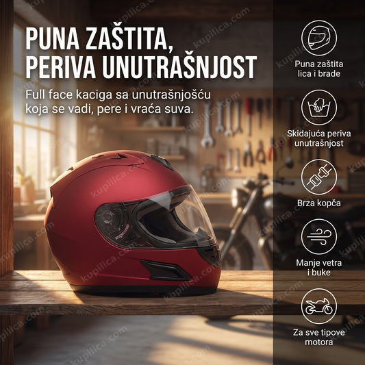 full face kaciga za motor sa skidajućom i perivom unutrašnjošću