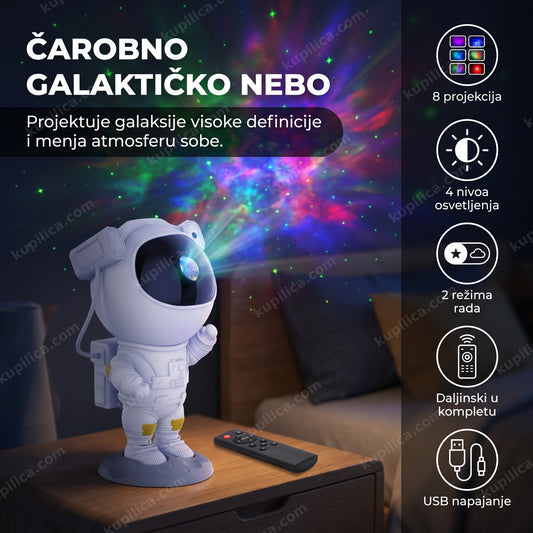 galaktička projektor lampa astronaut u dečijoj sobi uveče, benefiti proizvoda