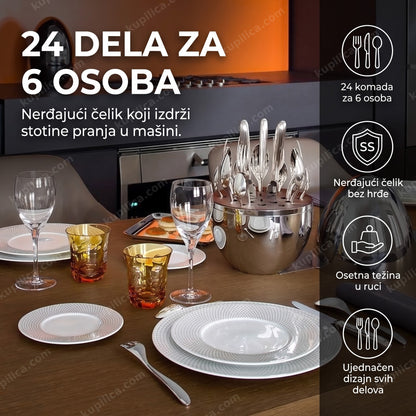 garnitura escajga za 6 osoba na elegantno postavljenom stolu, benefiti proizvoda