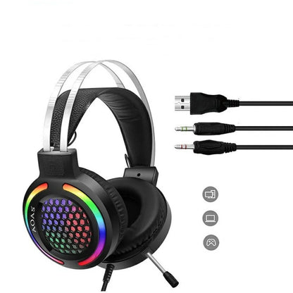 gejmerske slušalice AOAS AS-60 sa kablom — USB utikač i dva 3,5 mm utikača