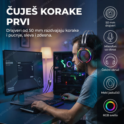 Gejmerske slušalice AOAS AS-60 sa mikrofonom i RGB svetlom