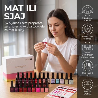 gel lak set mat i sjaj — žena upoređuje mat i sjajan nokat kod kuće, benefiti proizvoda