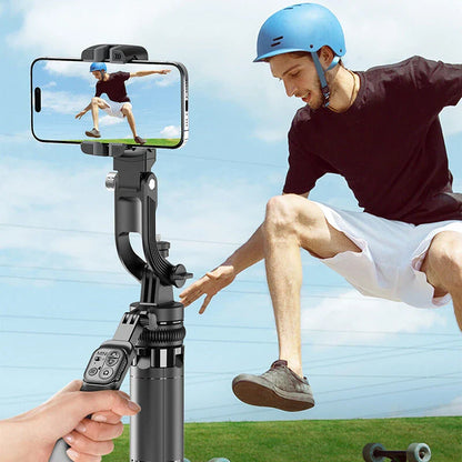 gimbal stabilizator za telefon sa AI praćenjem snima skejtera u skoku na otvorenom