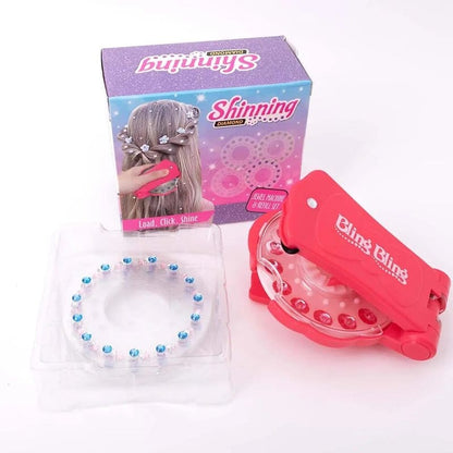 glitter set za ukrašavanje kose sa cirkonima, roze aplikator i kutija sa cirkonima