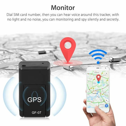 GPS lokator i prisluškivač GF-07 — pogled na kućište i priključak