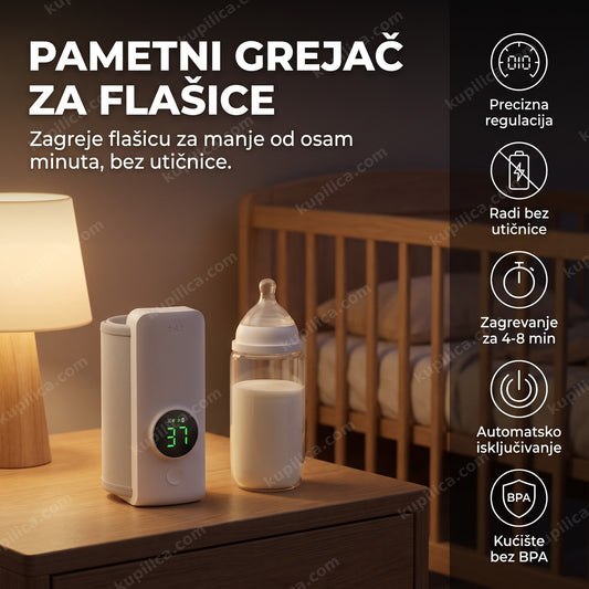 Flašica za bebe u pametnom grejaču na noćnom stočiću, benefiti proizvoda