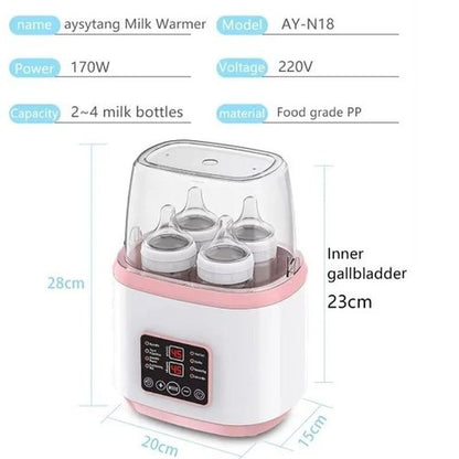 tabela specifikacija grejača za flašice i sterilizator 8 u 1 — snaga 170W, kapacitet 2-4 flašice, dimenzije 28x20x15 cm