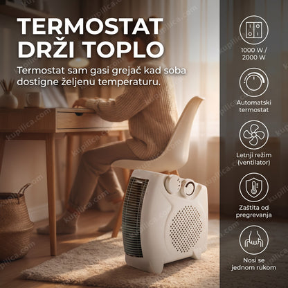 Prenosna grejalica TMB 102 2000W sa termostatom i režimom ventilatora
