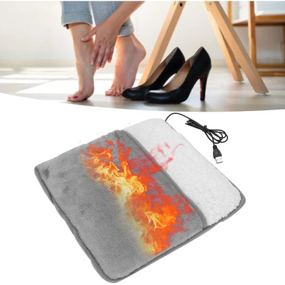 Grejna prostirka za stopala USB, siva, dvostrani pliš 30×29 cm, pogled odozgo