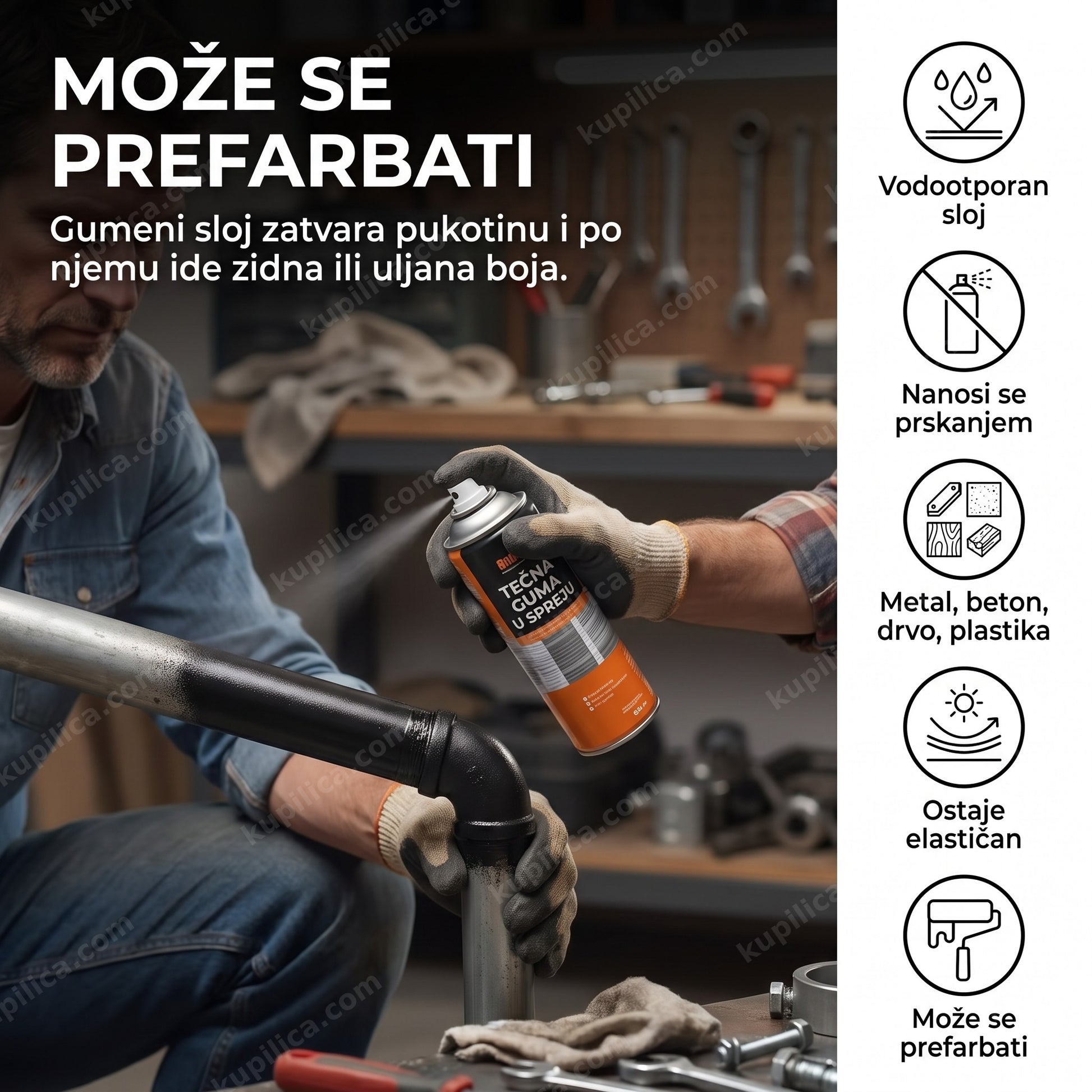 Guma u spreju za zaptivanje i lepljenje 700ml — crna, elastična