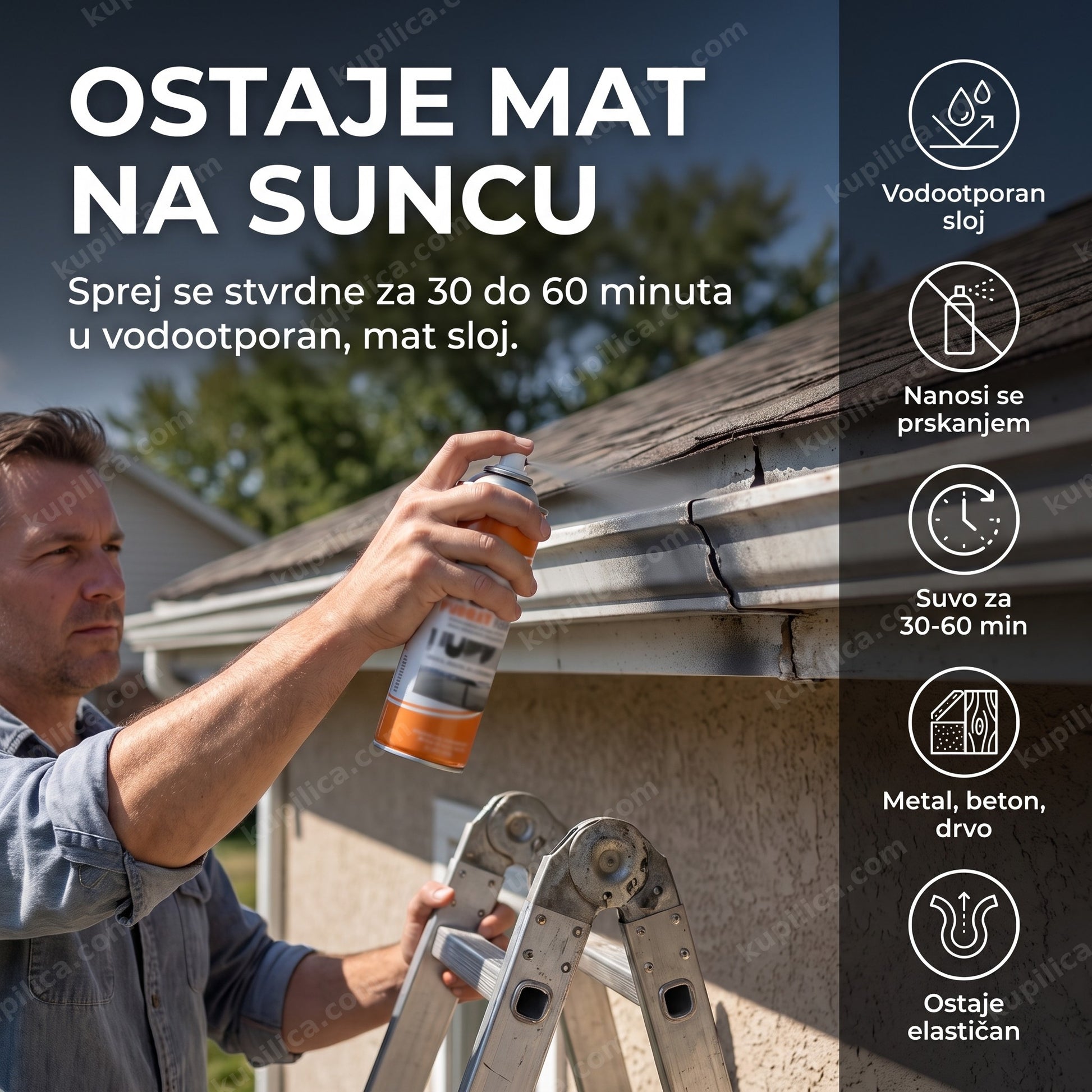 Guma u spreju za zaptivanje i lepljenje 700 ml — siva, vodootporna