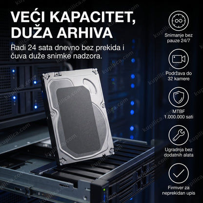 hard disk za video nadzor 2tb u otvorenom kućištu nvr rekordera
