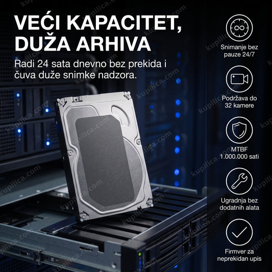 hard disk za video nadzor 2tb u otvorenom kućištu nvr rekordera