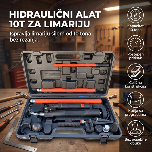 Hidraulični alat za izvlačenje limarije u otvorenom koferu u radionici, benefiti proizvoda