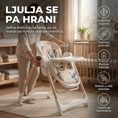 Hranilica ljuljaška 2 u 1 sa daljinskim upravljačem i punjivom baterijom