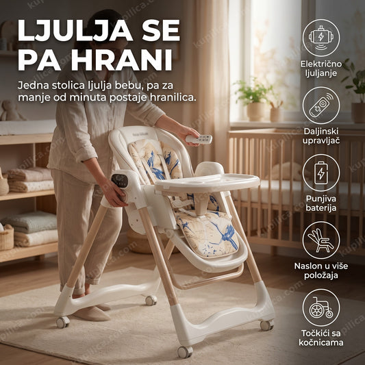Hranilica ljuljaška 2 u 1 sa daljinskim upravljačem i punjivom baterijom