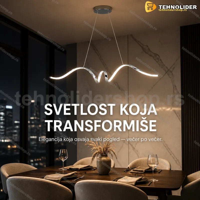 hromirani luster Lanekd SSTTD-996 iznad trpezarijskog stola