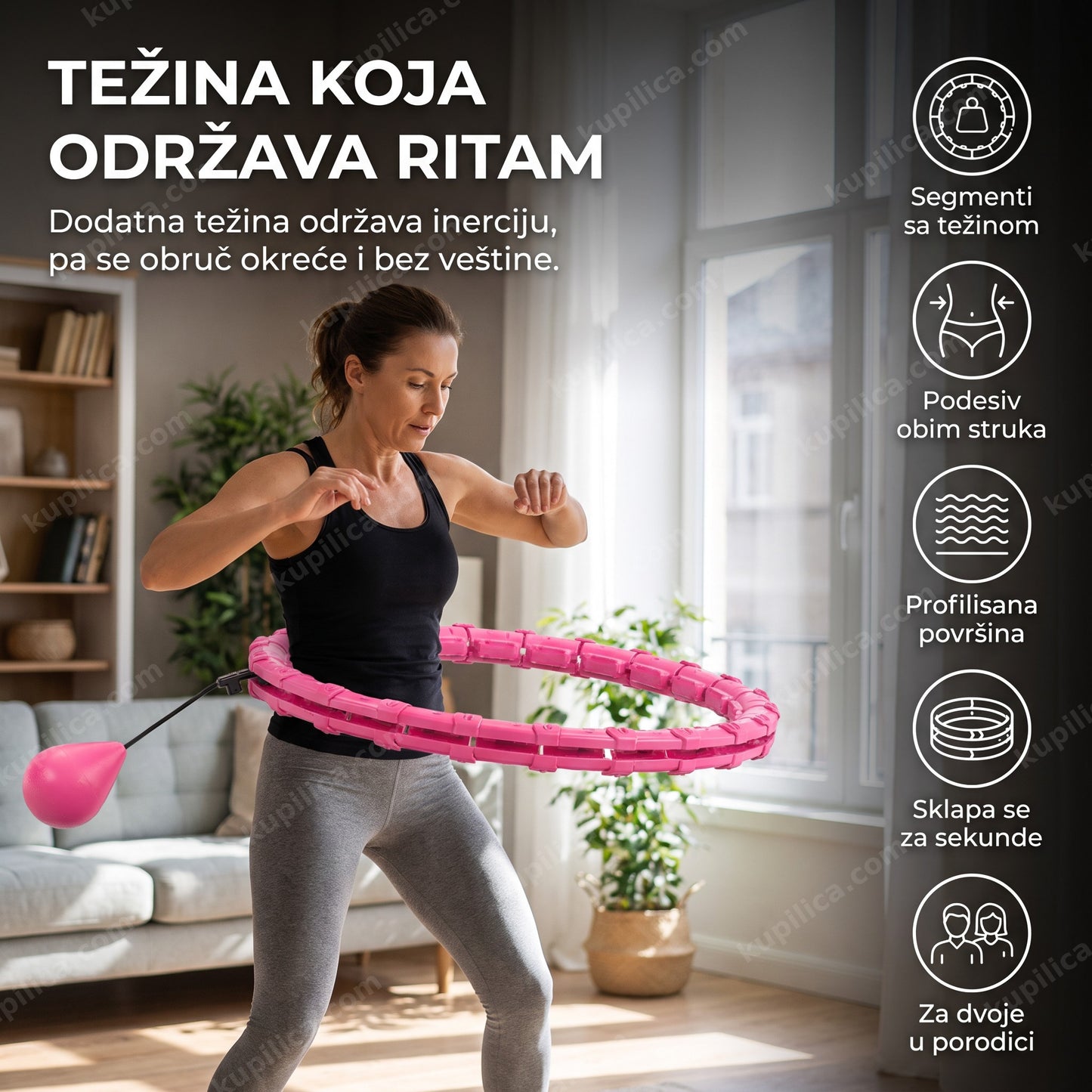 Hula hop sa opterećenjem — modularni obruč sa podesivim obimom struka