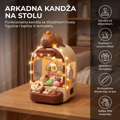 kapibara hvataljka, mini stona mašina sa kandžom, svetlima i figuricama unutra
