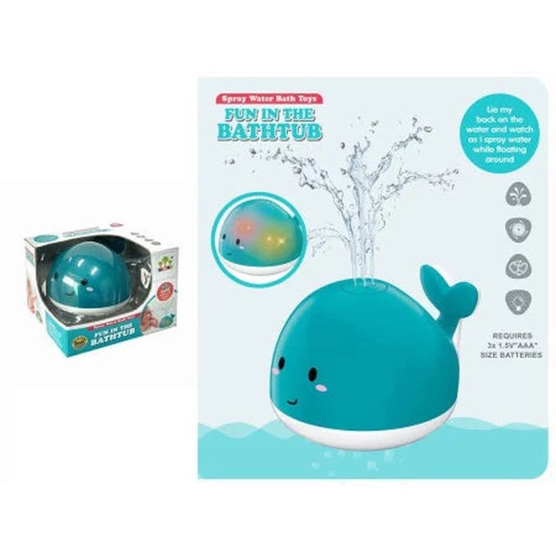 tirkizni kit igračka u kutiji sa natpisom Fun in the Bathtub