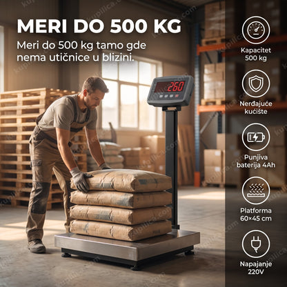 industrijska vaga 500kg u magacinu meri vreće cementa na paleti, benefiti proizvoda