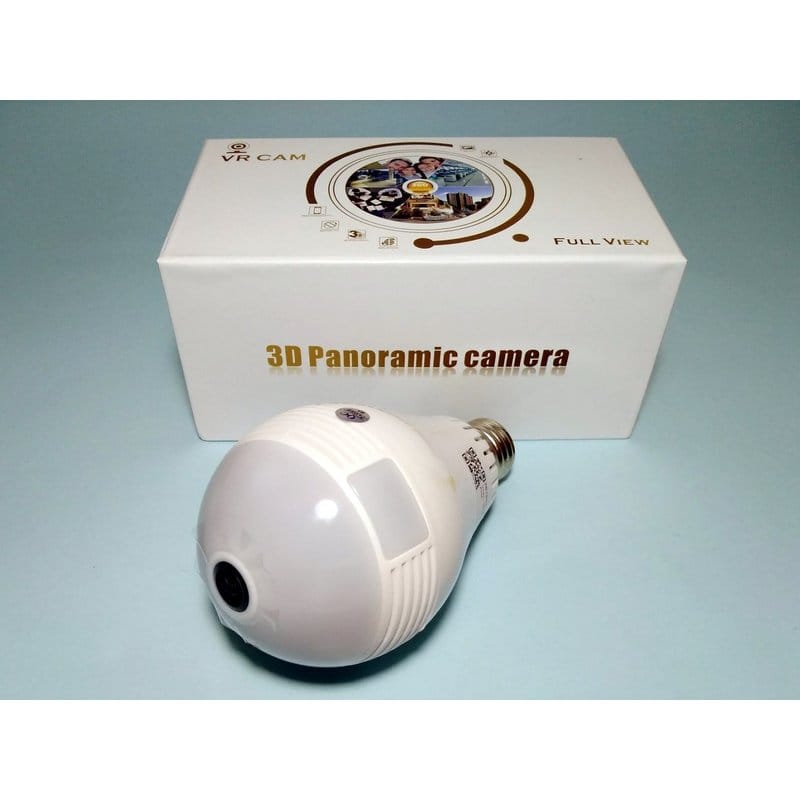 ip kamera u sijalici 360 stepeni pored kutije sa oznakom 3D panoramic camera