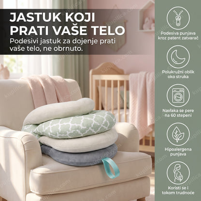 podesivi jastuk za dojenje postavljen samostalno na fotelji u dečijoj sobi, benefiti proizvoda