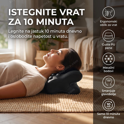 jastuk za istezanje vrata koristi žena ležeći kod kuće, benefiti proizvoda