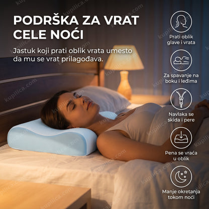 jastuk za vrat od memorijske pene sa ženom koja spava na leđima, benefiti proizvoda