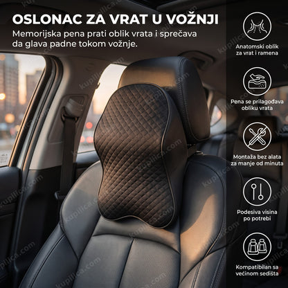 jastuk za vrat u autu memorijska pena postavljen na naslon za glavu vozača