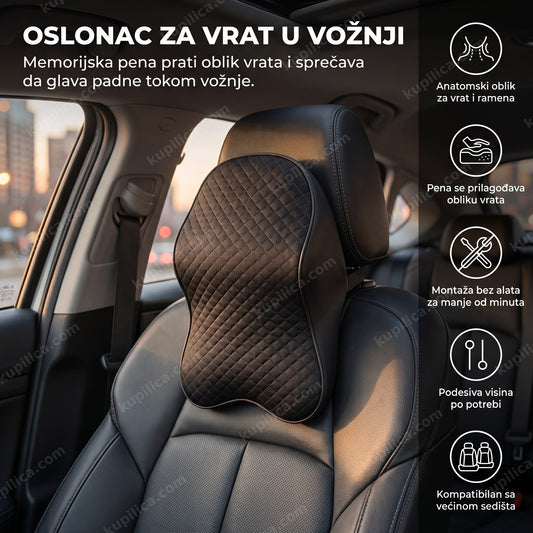 jastuk za vrat u autu od memorijske pene postavljen na naslon sedišta, benefiti proizvoda