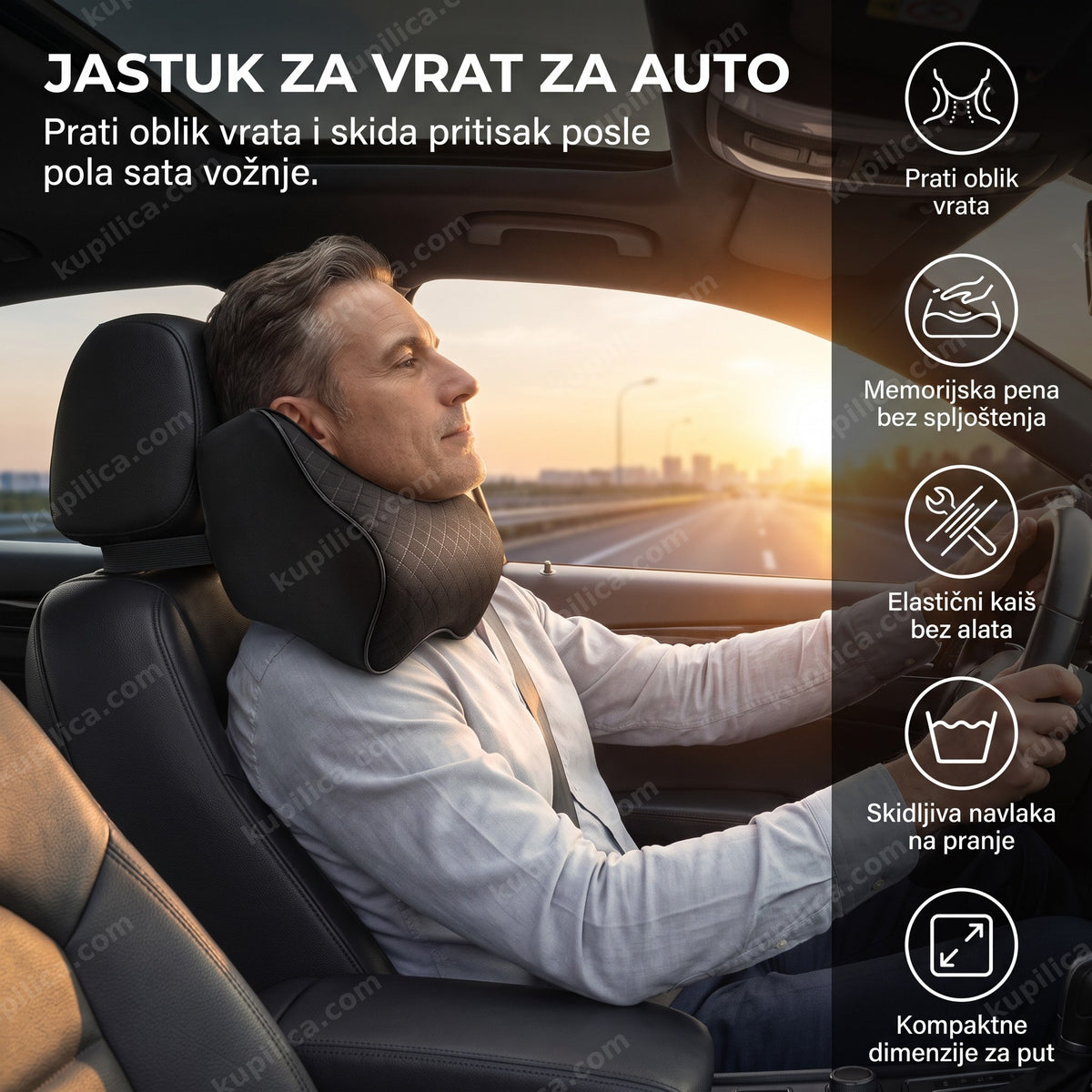 ergonomski jastuk za vrat na naslonu auto sedišta, benefiti proizvoda