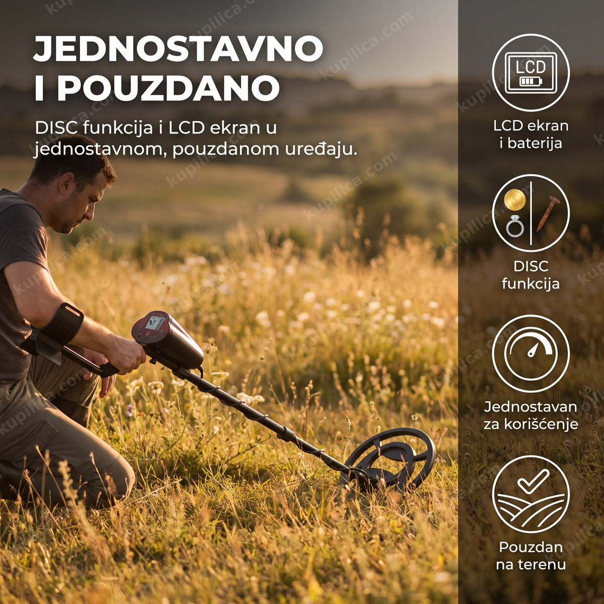 jednostavan detektor metala sa disc funkcijom, pretraga terena detektorom metala, benefiti proizvoda