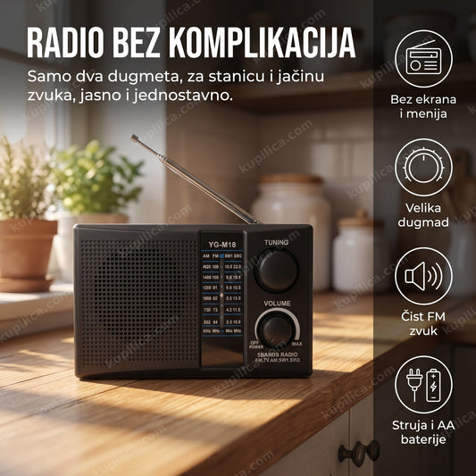 jednostavan radio za starije na kuhinjskoj polici, benefiti proizvoda