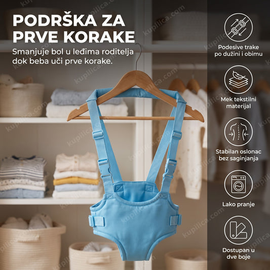 kaiš za prohodavanje izložen na vešalici, benefiti proizvoda