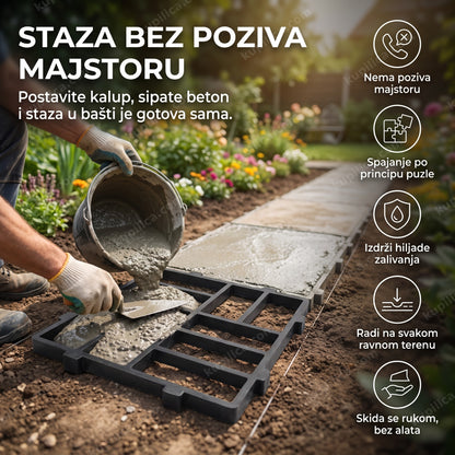 kalup za behaton stazu sa svežim betonom u bašti, benefiti proizvoda