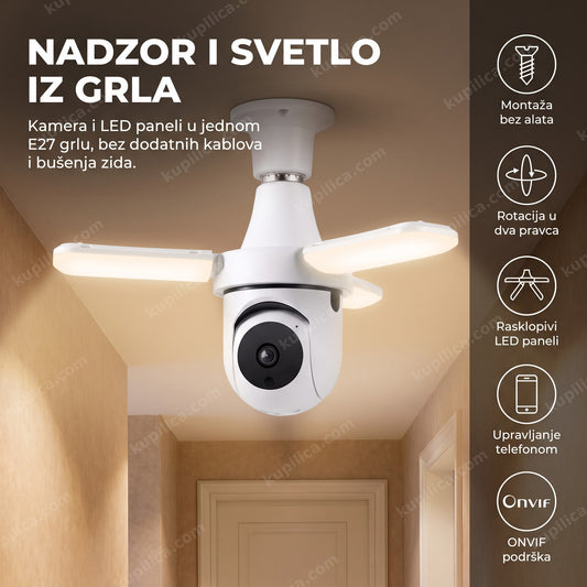 Kamera sijalica PTZ sa rasklopivim LED panelima na plafonu hodnika, benefiti proizvoda
