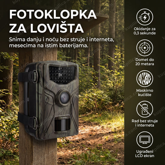 Kamera za lov postavljena na hranilište u šumi, benefiti proizvoda