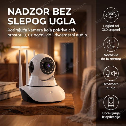 kamera za video nadzor sa rotacijom 360 stepeni u dnevnoj sobi, benefiti proizvoda
