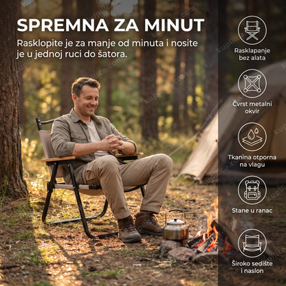 kamperska rasklopiva stolica u realnom ambijentu upotrebe, benefiti proizvoda